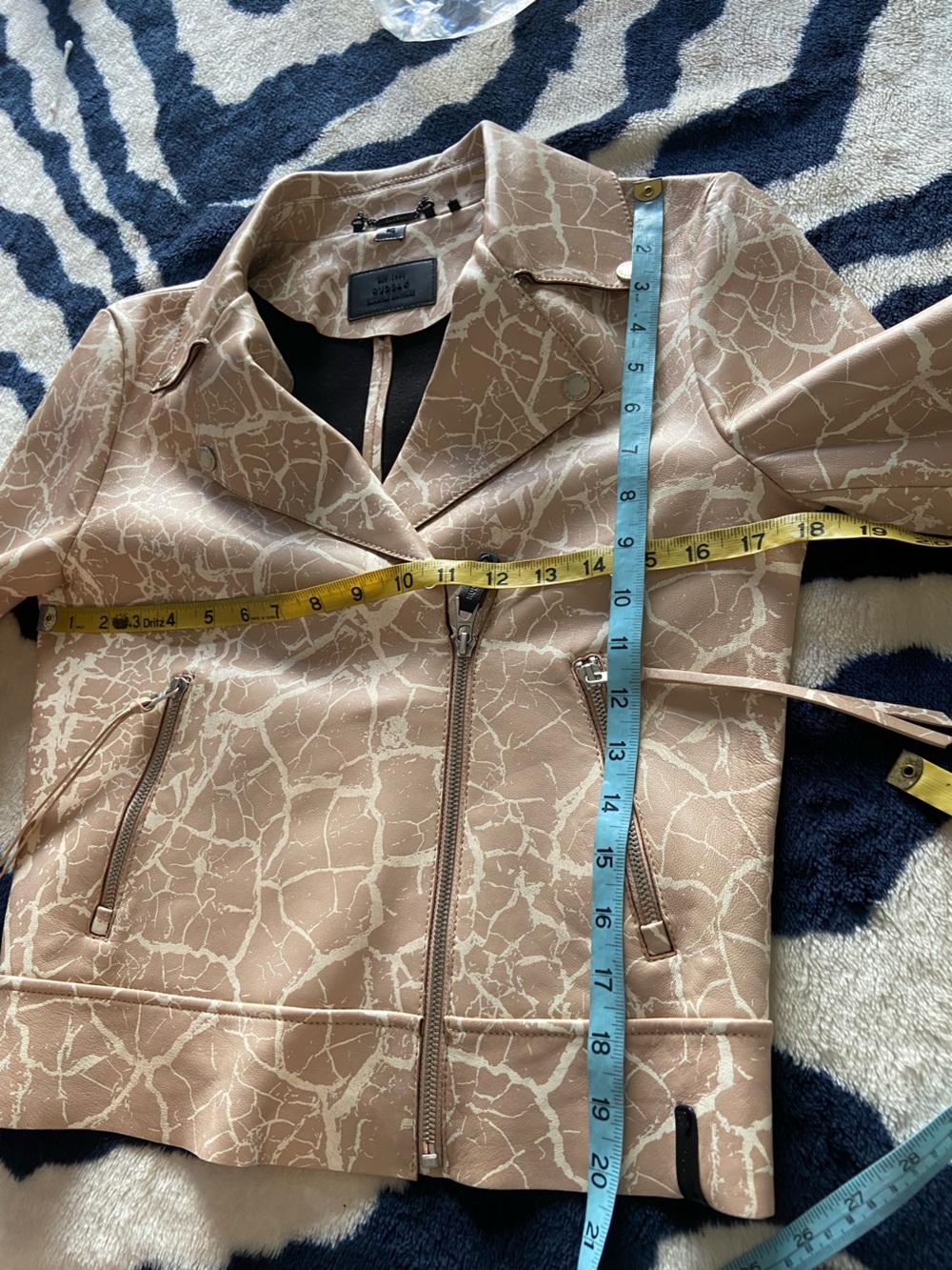 RUDSAK Beige-Pink Cream Cracked Lambs Leather Moto Jacket - Picture 2 of 15
